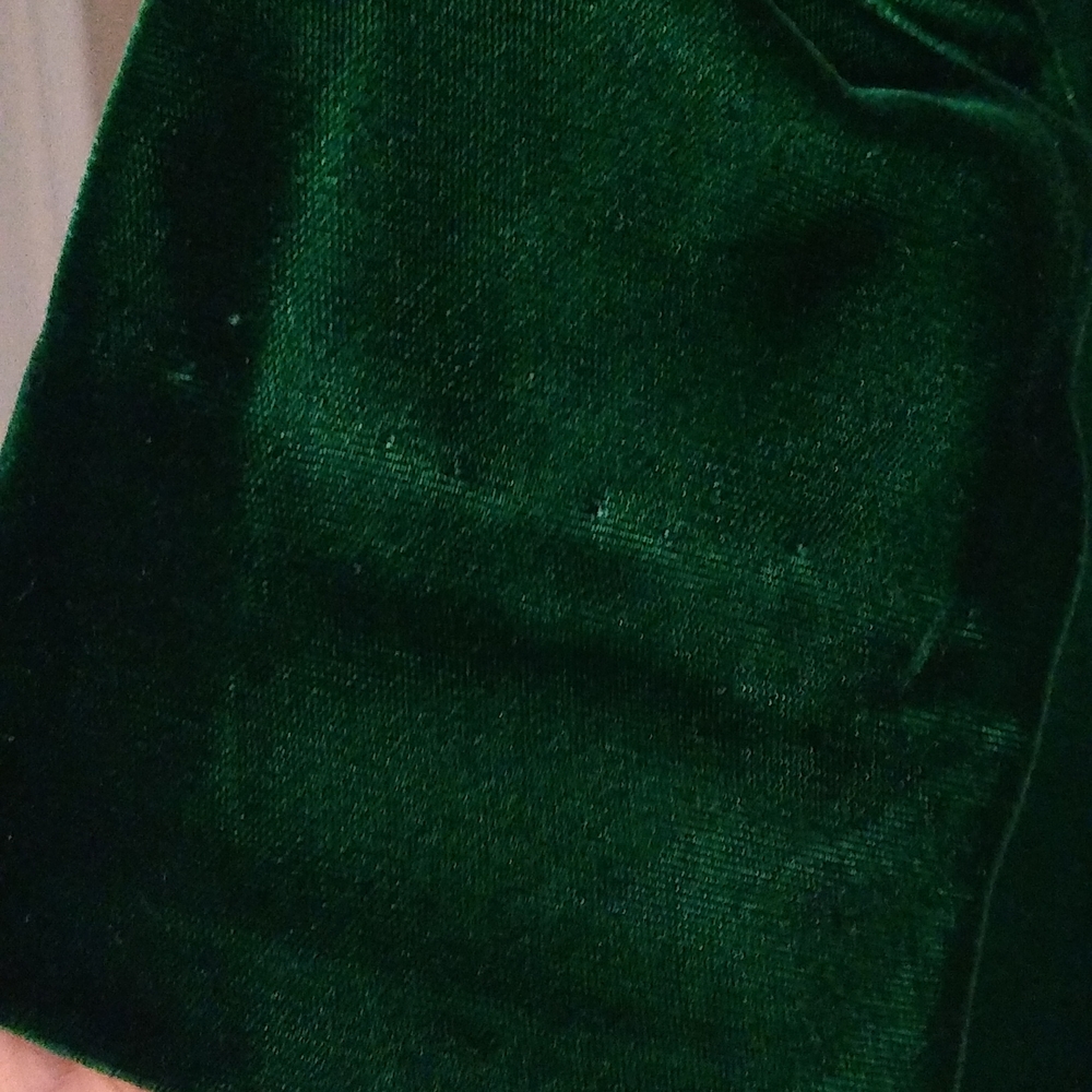 Emerald green long velvet dress, gown. Vintage, handmade Collar With Bling Lace - Picture 11 of 15